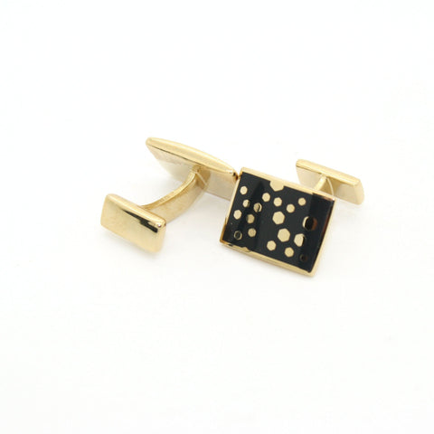 Goldtone Black Dot Design Cuff Links With Jewelry Box