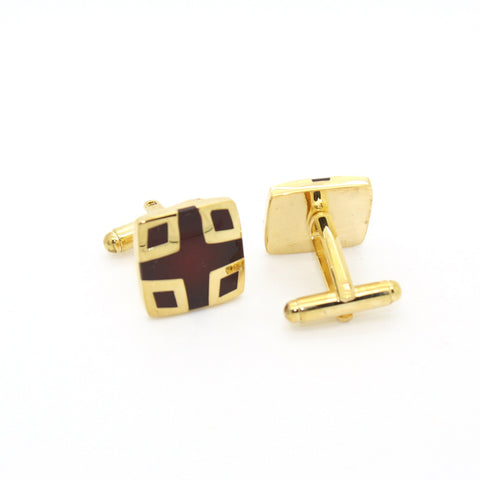 Goldtone Burdungy DesignCuff Links With Jewelry Box