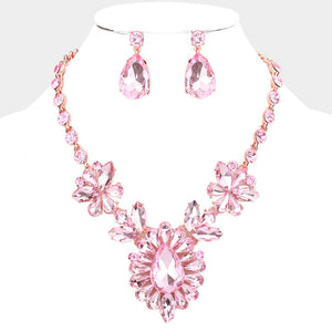 Teardrop Stone Cluster Evening Necklace