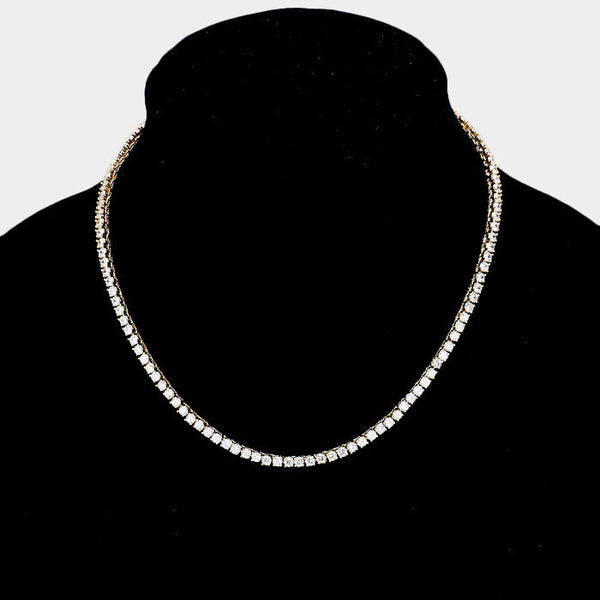 Cubic Zirconia Tennis Evening Necklace