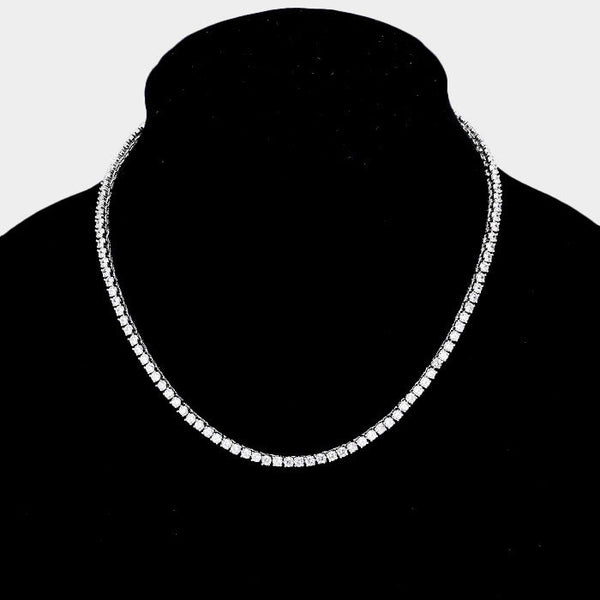 Cubic Zirconia Tennis Evening Necklace