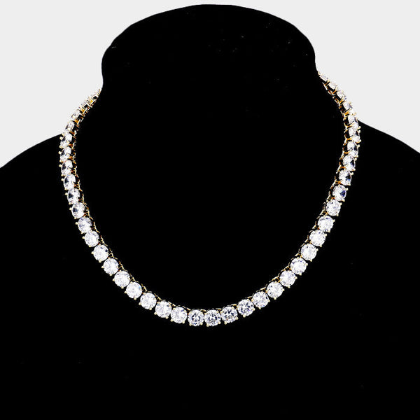 Cubic Zirconia Tennis Evening Necklace