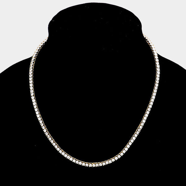 Cubic Zirconia Tennis Evening Necklace