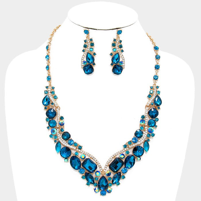 Glass Crystal Evening Necklace