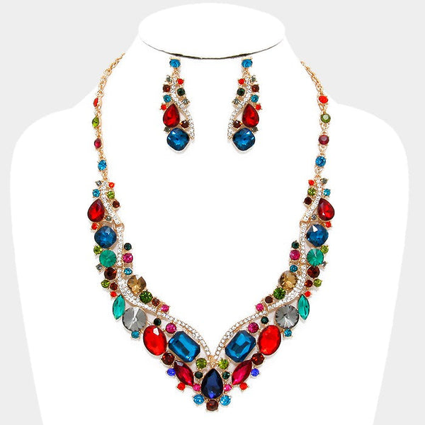 Glass Crystal Evening Necklace