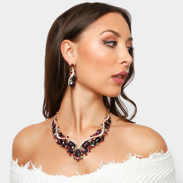 Glass Crystal Evening Necklace