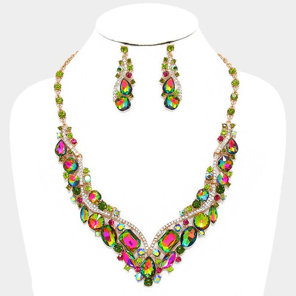 Glass Crystal Evening Necklace