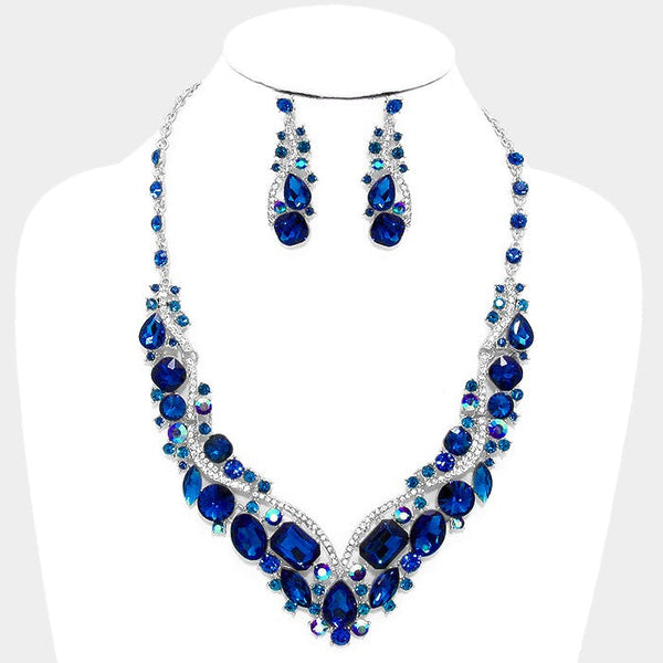 Glass Crystal Evening Necklace