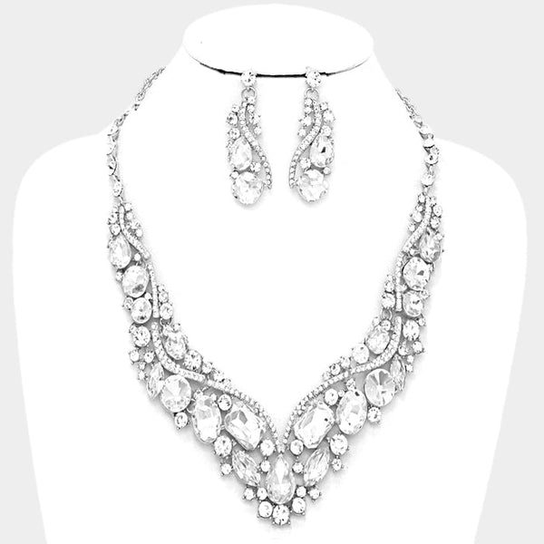 Glass Crystal Evening Necklace