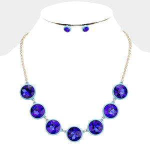 Glass Crystal Round Resin Bezel Necklace