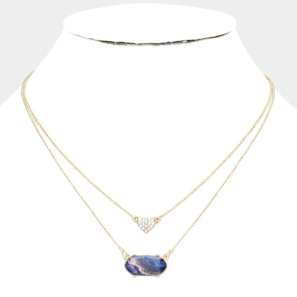 Heart Hexagon Bead Pendant Double Layered Necklace
