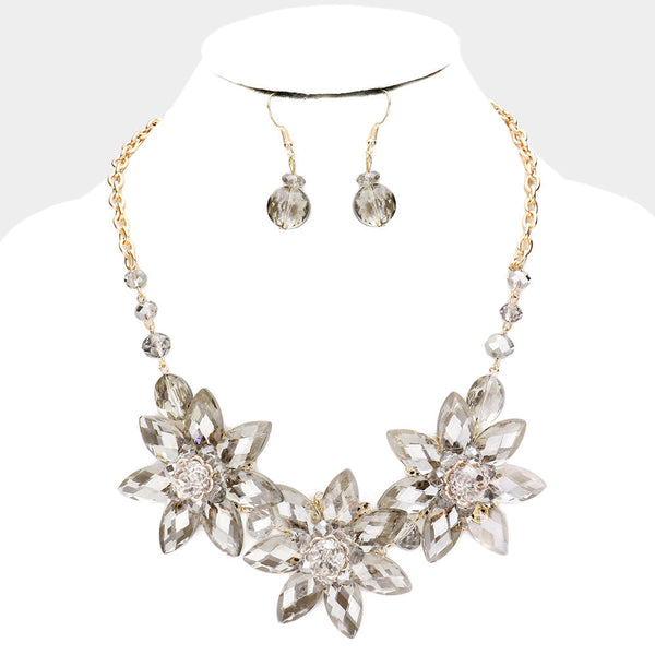 Triple Flower Accented Necklace