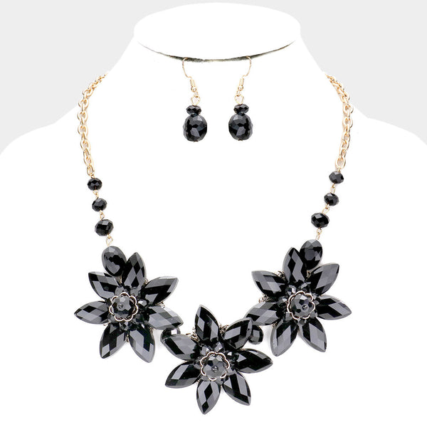 Triple Flower Accented Necklace