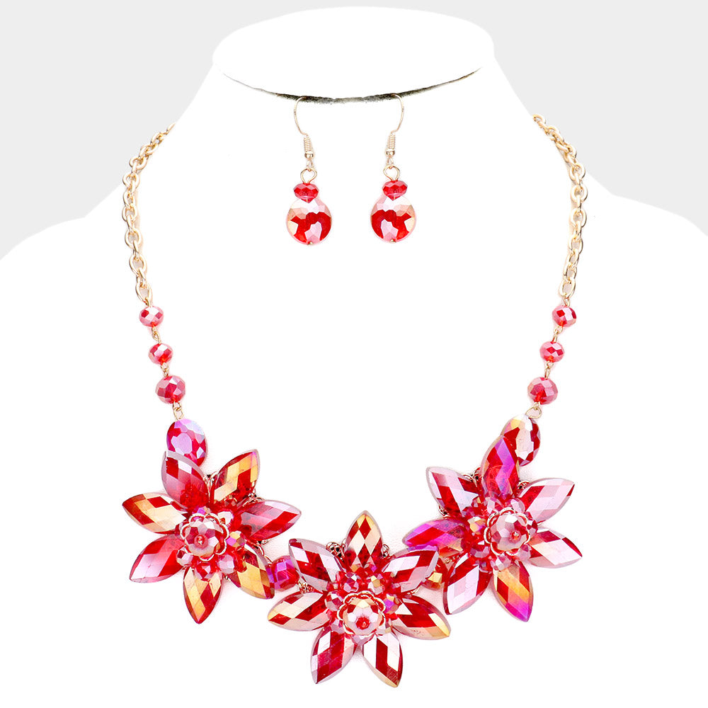 Triple Flower Accented Necklace