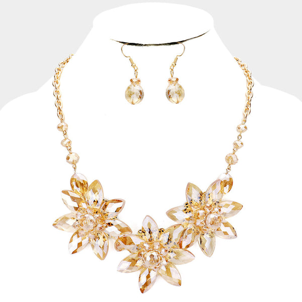 Triple Flower Accented Necklace