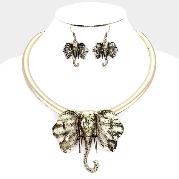 Metal Elephant Accented Necklace