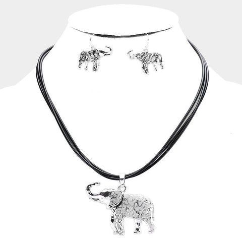 Filigree Antique Elephant Pendant Necklace