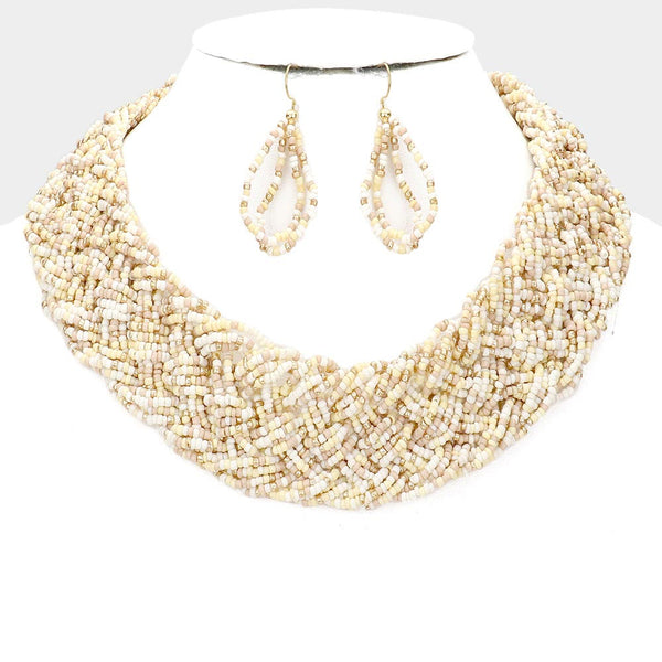 Braided Seed Beaded Collar Necklace