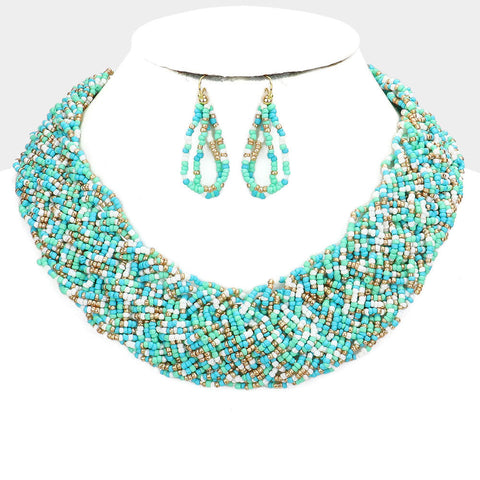 Braided Seed Beaded Collar Necklace