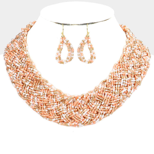 Braided Seed Beaded Collar Necklace
