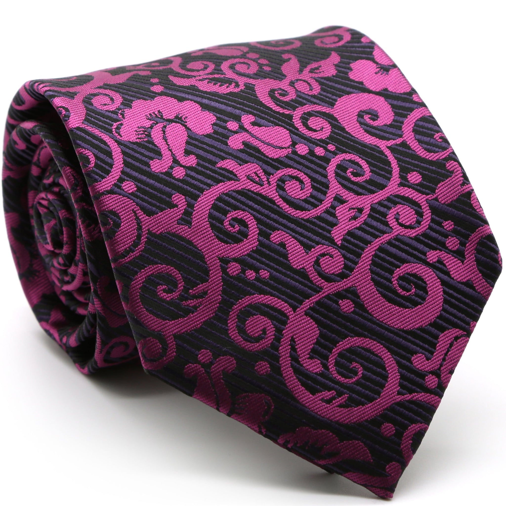Mens Dads Classic Purple Paisley Pattern Business Casual Necktie & Hanky Set FO-6