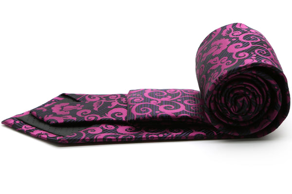 Mens Dads Classic Purple Paisley Pattern Business Casual Necktie & Hanky Set FO-6