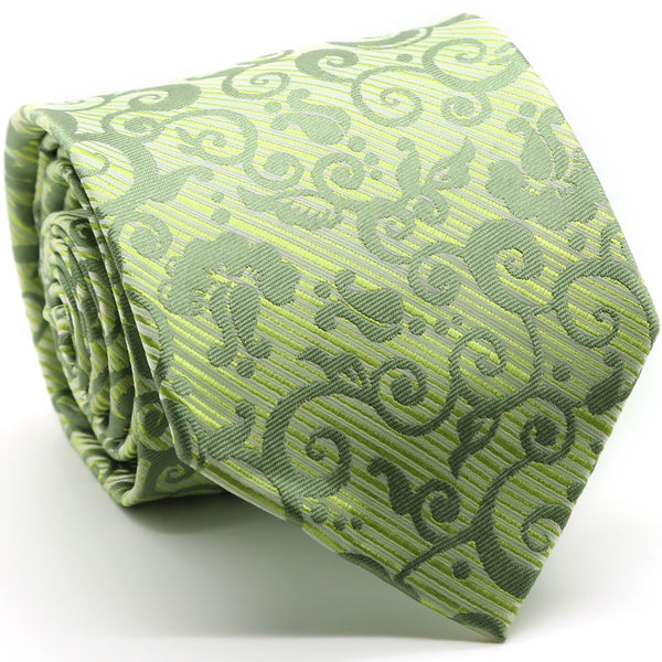 Mens Dads Classic Green Paisley Pattern Business Casual Necktie & Hanky Set FO-9
