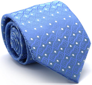 Mens Dads Classic Blue Geometric Pattern Business Casual Necktie & Hanky Set G-9