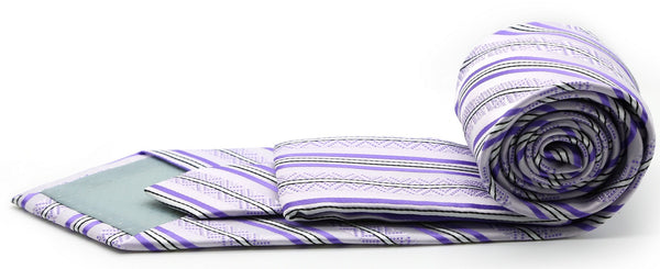 Mens Dads Classic Purple Striped Pattern Business Casual Necktie & Hanky Set H-1