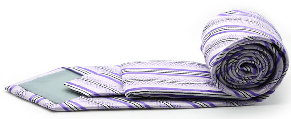 Mens Dads Classic Purple Striped Pattern Business Casual Necktie & Hanky Set H-12