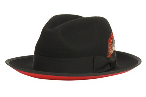 Men Fedora Hat BDF122 Black Red