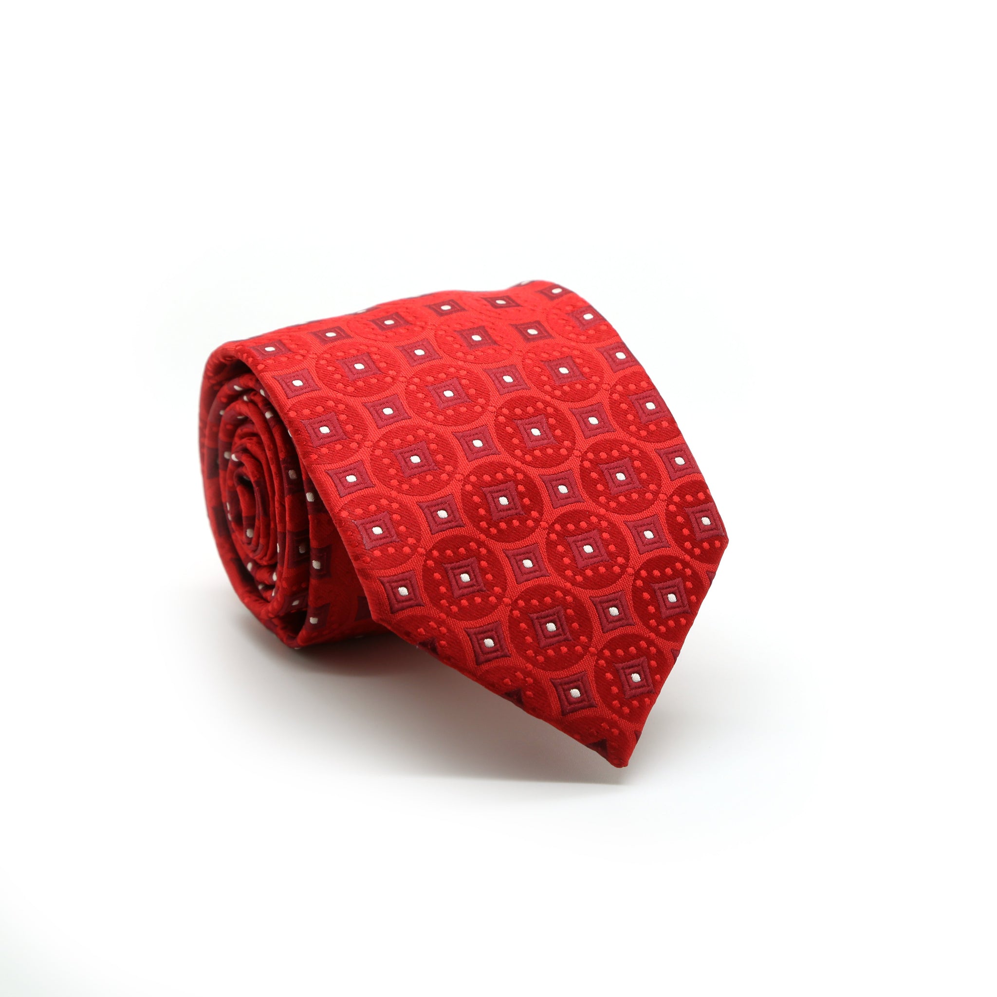 Mens Dads Classic Red Geometric Pattern Business Casual Necktie & Hanky Set I-3
