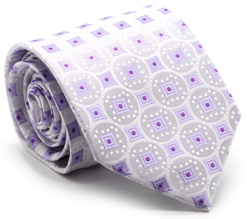 Mens Dads Classic Purple Geometric Pattern Business Casual Necktie & Hanky Set I-9