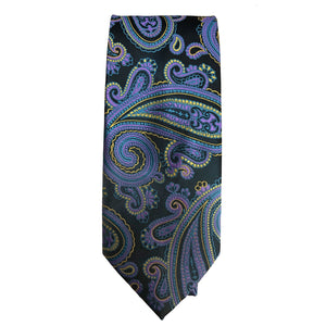 Men's Black, Purple and Yellow Paisley Tie - 10608