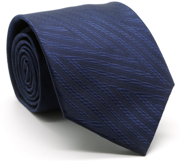 Mens Dads Classic Navy Geometric Pattern Business Casual Necktie & Hanky Set IO-1