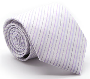Mens Dads Classic Purple Striped Pattern Business Casual Necktie & Hanky Set JO-6