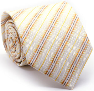 Mens Dads Classic Yellow Striped Pattern Business Casual Necktie & Hanky Set JO-8