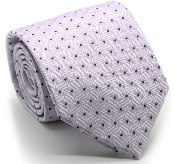 Mens Dads Classic Purple Geometric Pattern Business Casual Necktie & Hanky Set K-1