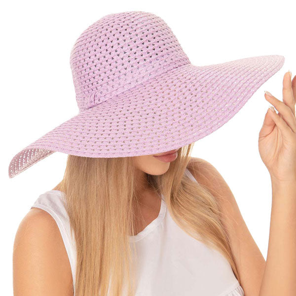 Lavender Cut Out Straw Sun Hat.  Keep your styles on even when you are relaxing at the pool or playing at the beach. Large, comfortable, and perfect for keeping the sun off of your face, neck, and shoulders Perfect summer, beach accessory. Ideal for travellers who are on vacation or just spending some time in the great outdoors.
