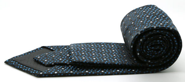Mens Dads Classic Black/Blue Dot Pattern Business Casual Necktie & Hanky Set M-12