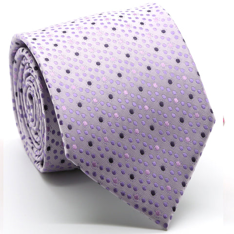 Mens Dads Classic Purple Dot Pattern Business Casual Necktie & Hanky Set M-7