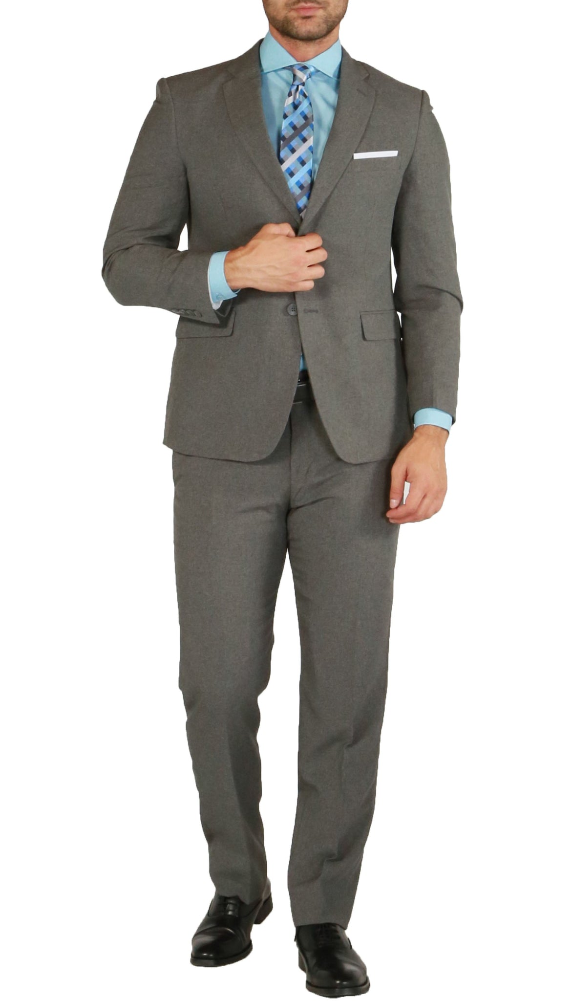 PL1969 Mens Heather Grey Slim Fit 2pc Suit - FHYINC best men's suits, tuxedos, formal men's wear wholesale