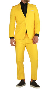 PL1969 Mens Yellow Slim Fit 2pc Suit - FHYINC best men's suits, tuxedos, formal men's wear wholesale