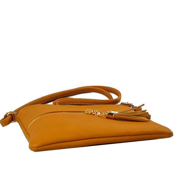 Solid Color Faux Leather Adjustable Crossbody Bag