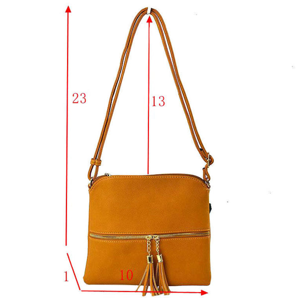 Solid Color Faux Leather Adjustable Crossbody Bag