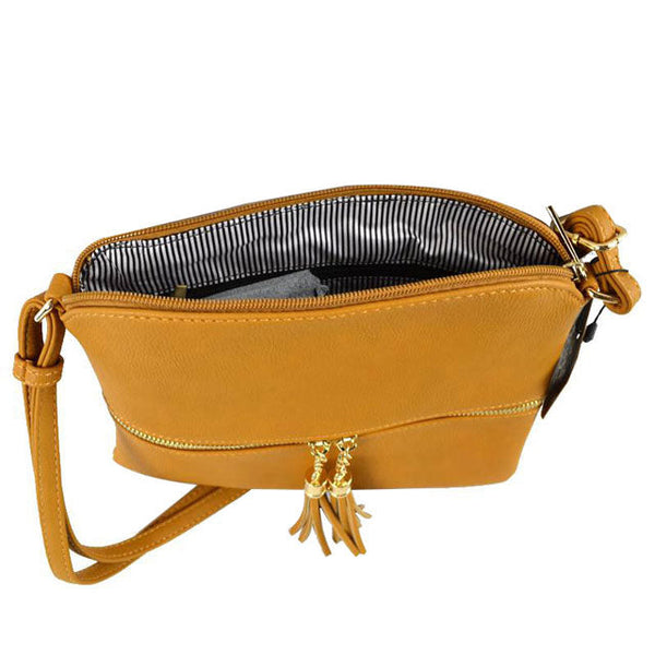 Solid Color Faux Leather Adjustable Crossbody Bag