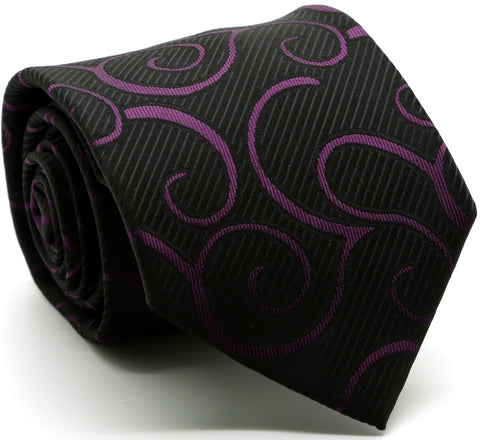 Mens Dads Classic Purple Paisley Pattern Business Casual Necktie & Hanky Set O-6