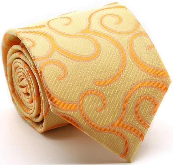Mens Dads Classic Yellow Paisley Pattern Business Casual Necktie & Hanky Set O-9