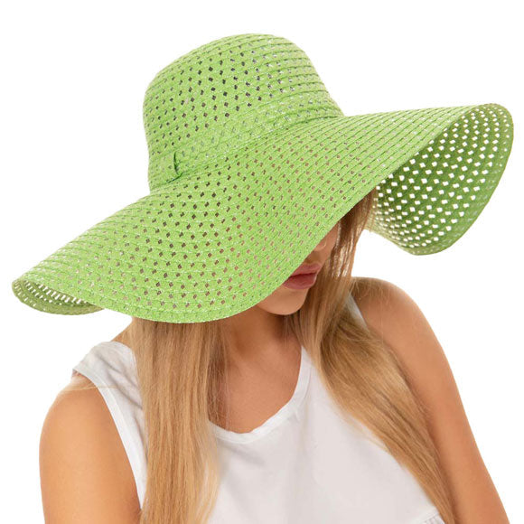 Olive Green Cut Out Straw Sun Hat.  Keep your styles on even when you are relaxing at the pool or playing at the beach. Large, comfortable, and perfect for keeping the sun off of your face, neck, and shoulders Perfect summer, beach accessory. Ideal for travellers who are on vacation or just spending some time in the great outdoors.
