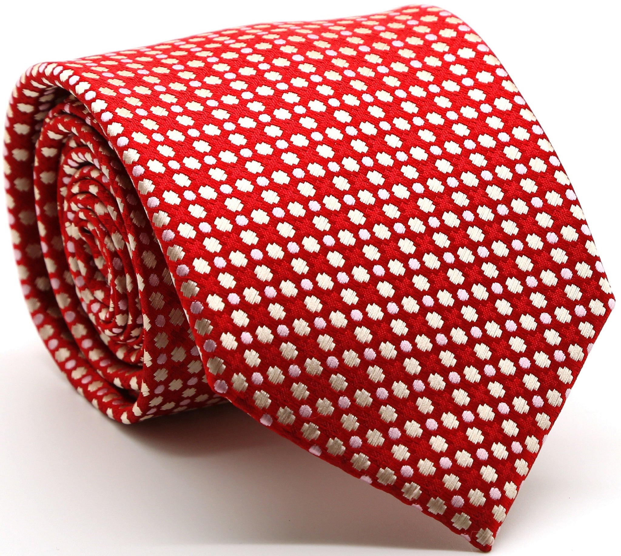Mens Dads Classic Red Geometric Pattern Business Casual Necktie & Hanky Set P-4